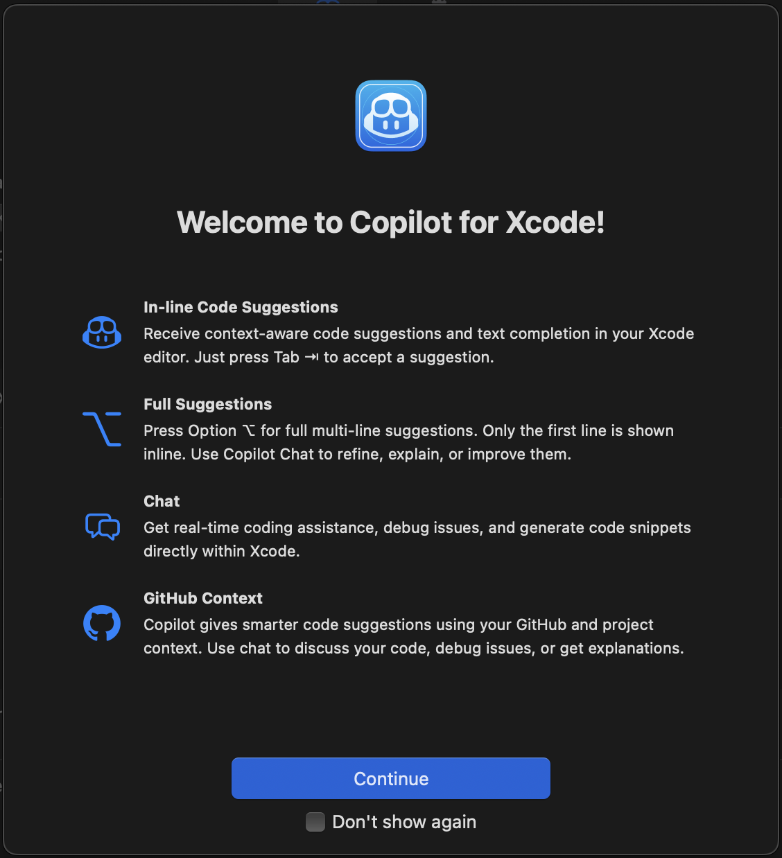 Screenshot of welcome screen