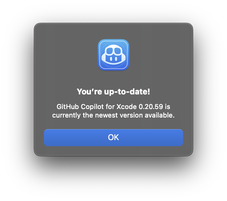 Screenshot of update message