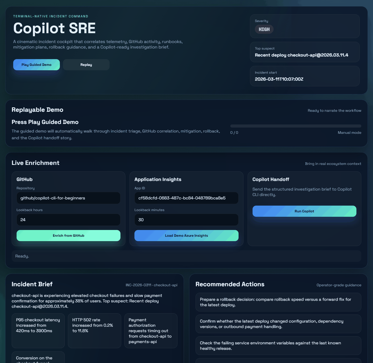 Copilot SRE proof demo